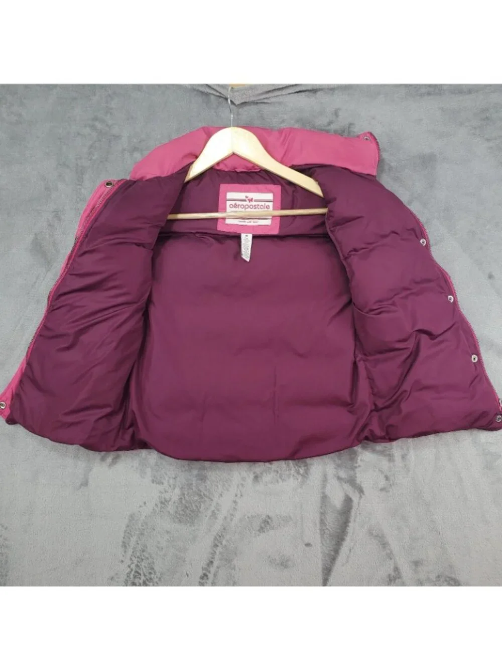 Vintage Aeropostale Down Puffer Vest Womens M Pink Colorblock 80s Pockets READ